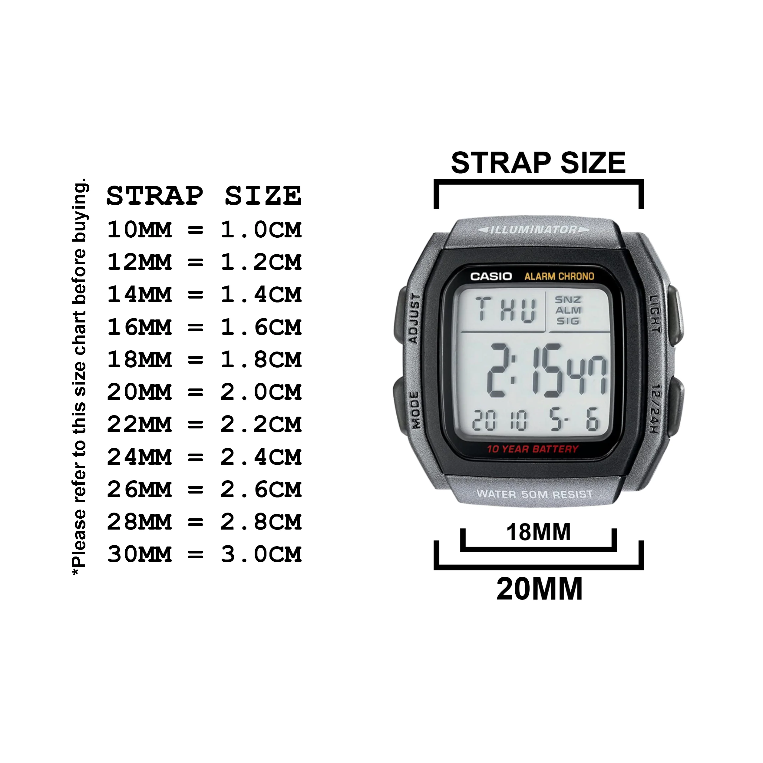 DBLACK [CDS13] RESIN WATCH STRAP // FOR "CASIO" W-96H WATCH - Image 7