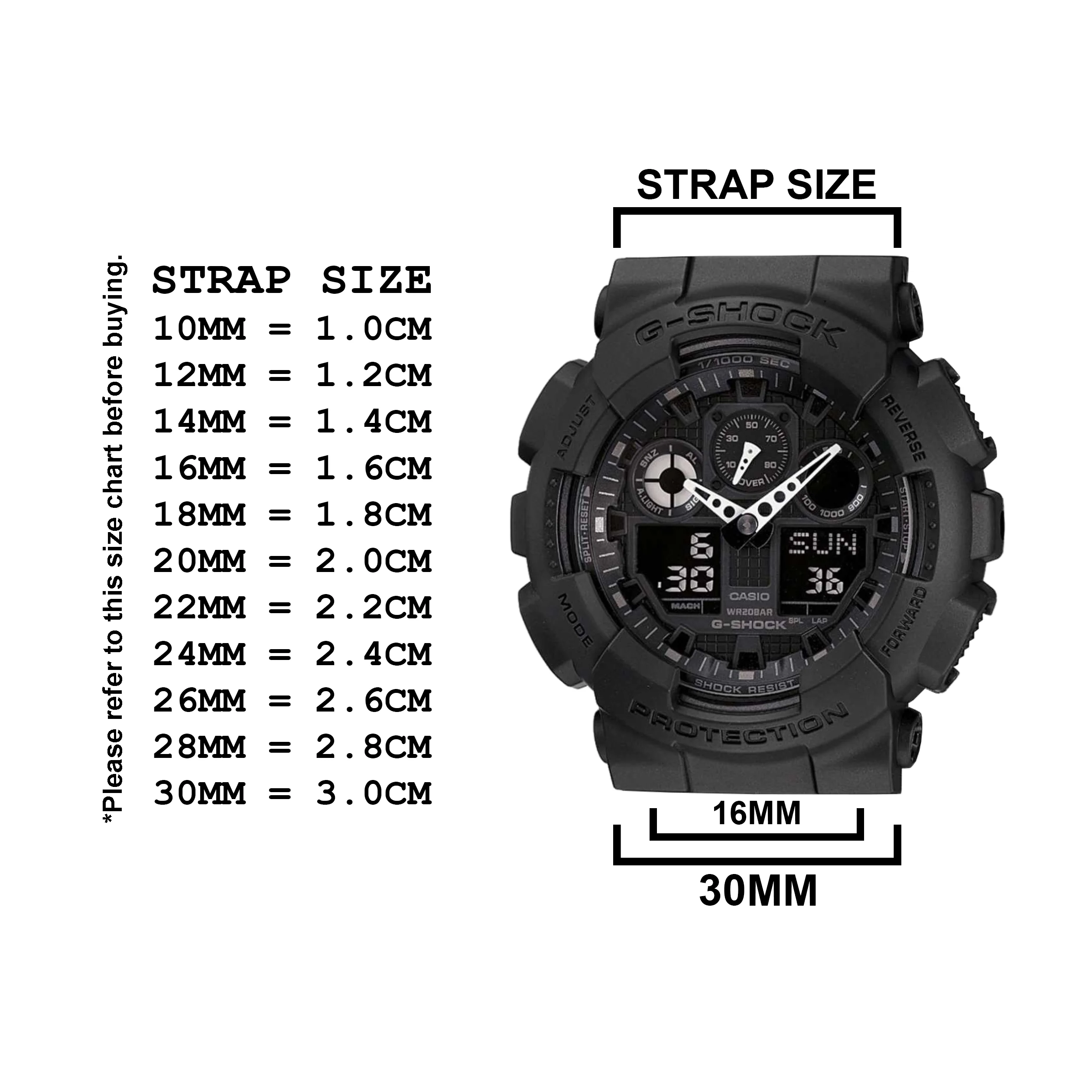 DBLACK [CDS3] 16MM RESIN WATCH STRAP // COMPATIBLE WITH CASIO G-SHOCK GD-120, GA-100, GA-110, GA-100C & OTHERS WATCHES - Image 6