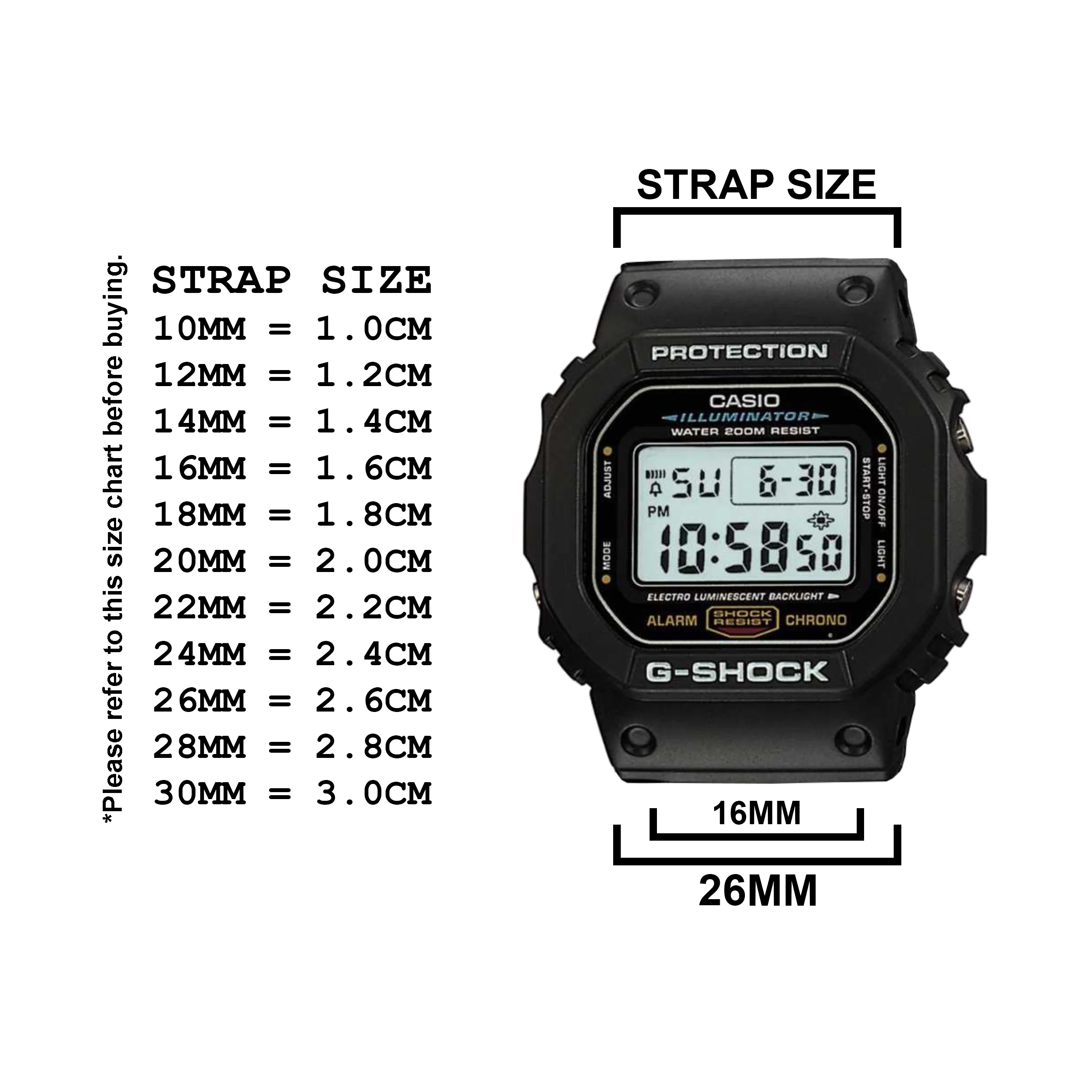 DBLACK [CDS5] RESIN WATCH STRAP// FOR "CASIO G-SHOCK" MCW-110H, DW-5300, DW-5900C & OTHER MODELS - Image 4