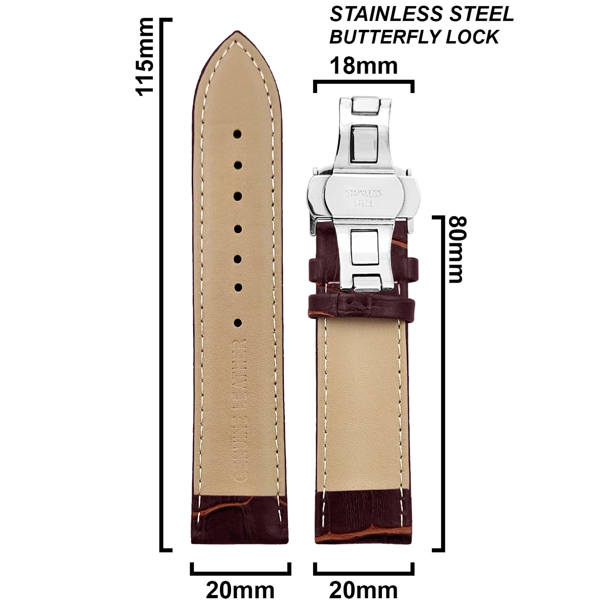 DBLACK [HOOK] CROCO DESIGN W/ BUTTERFLY LOCK, LEATHER STRAP - Image 19