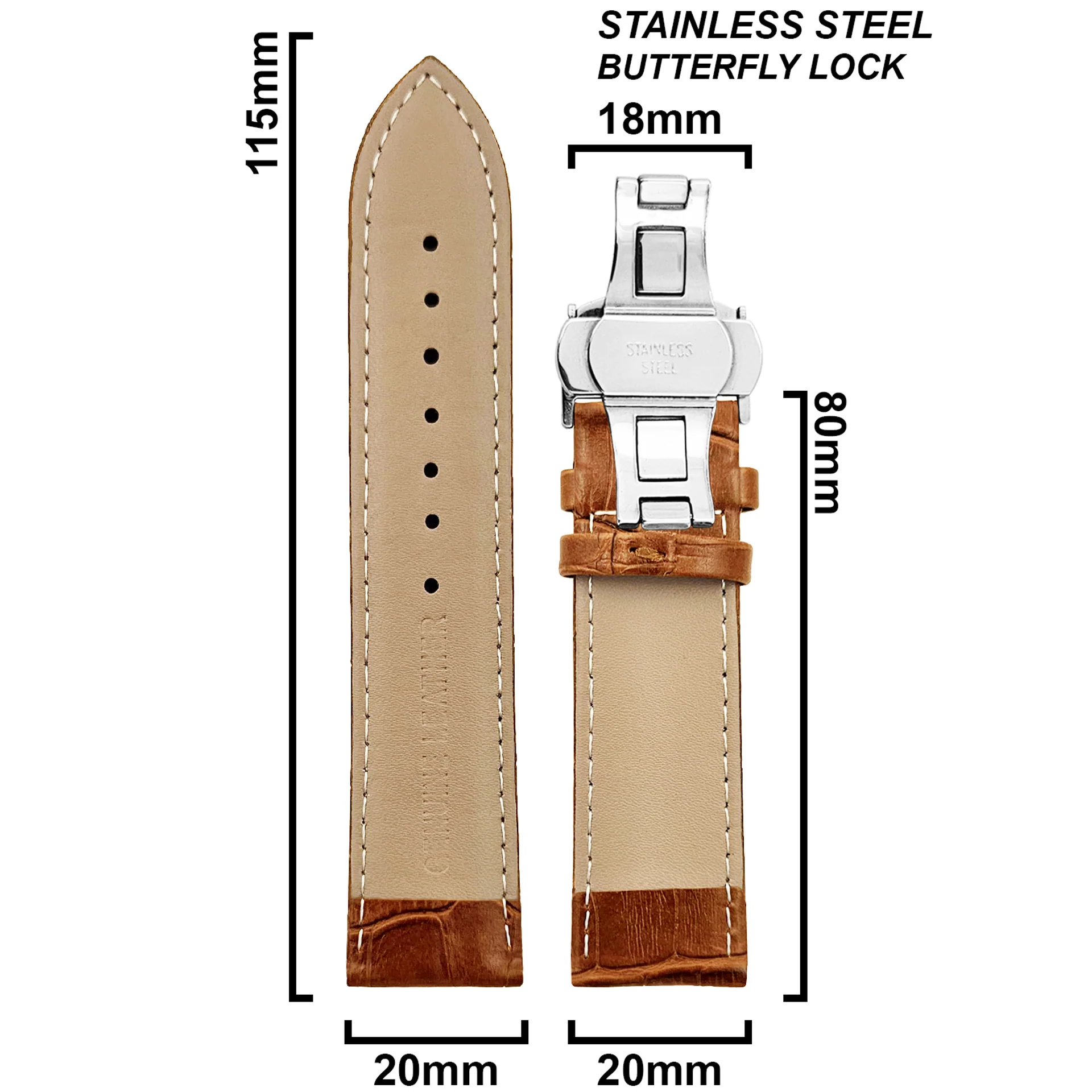 DBLACK [HOOK] CROCO DESIGN W/ BUTTERFLY LOCK, LEATHER STRAP - Image 23
