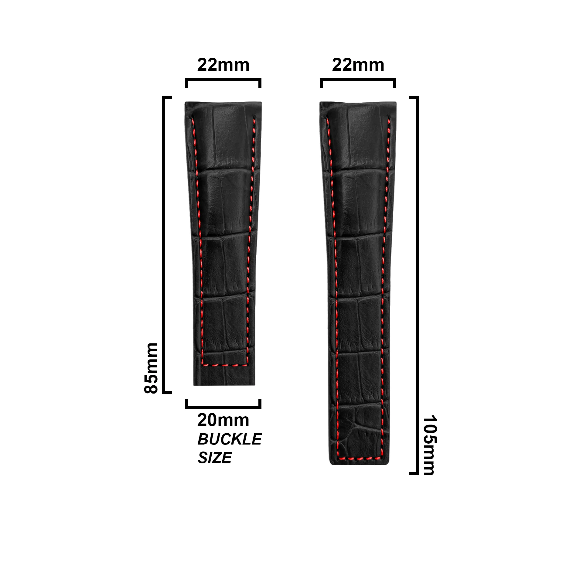 DBLACK [THDS2] CROCO DESIGN, LEATHER STRAP // FOR "TAG HEUER" WATCHES - Image 3