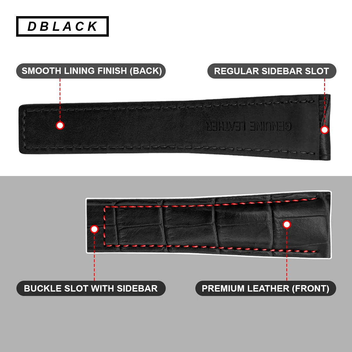 DBLACK [THDS2] CROCO DESIGN, LEATHER STRAP // FOR "TAG HEUER" WATCHES - Image 4