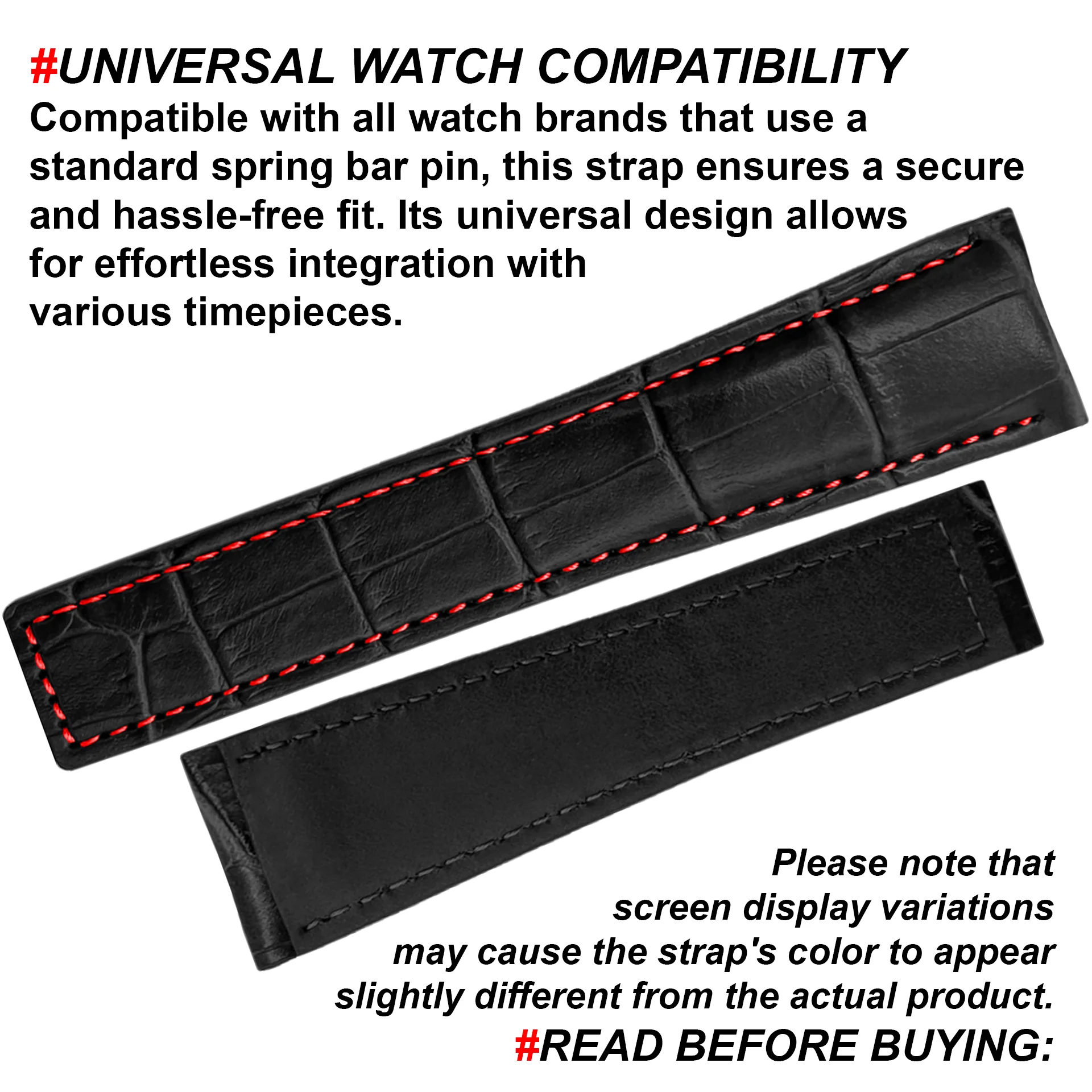 DBLACK [THDS2] CROCO DESIGN, LEATHER STRAP // FOR "TAG HEUER" WATCHES - Image 6