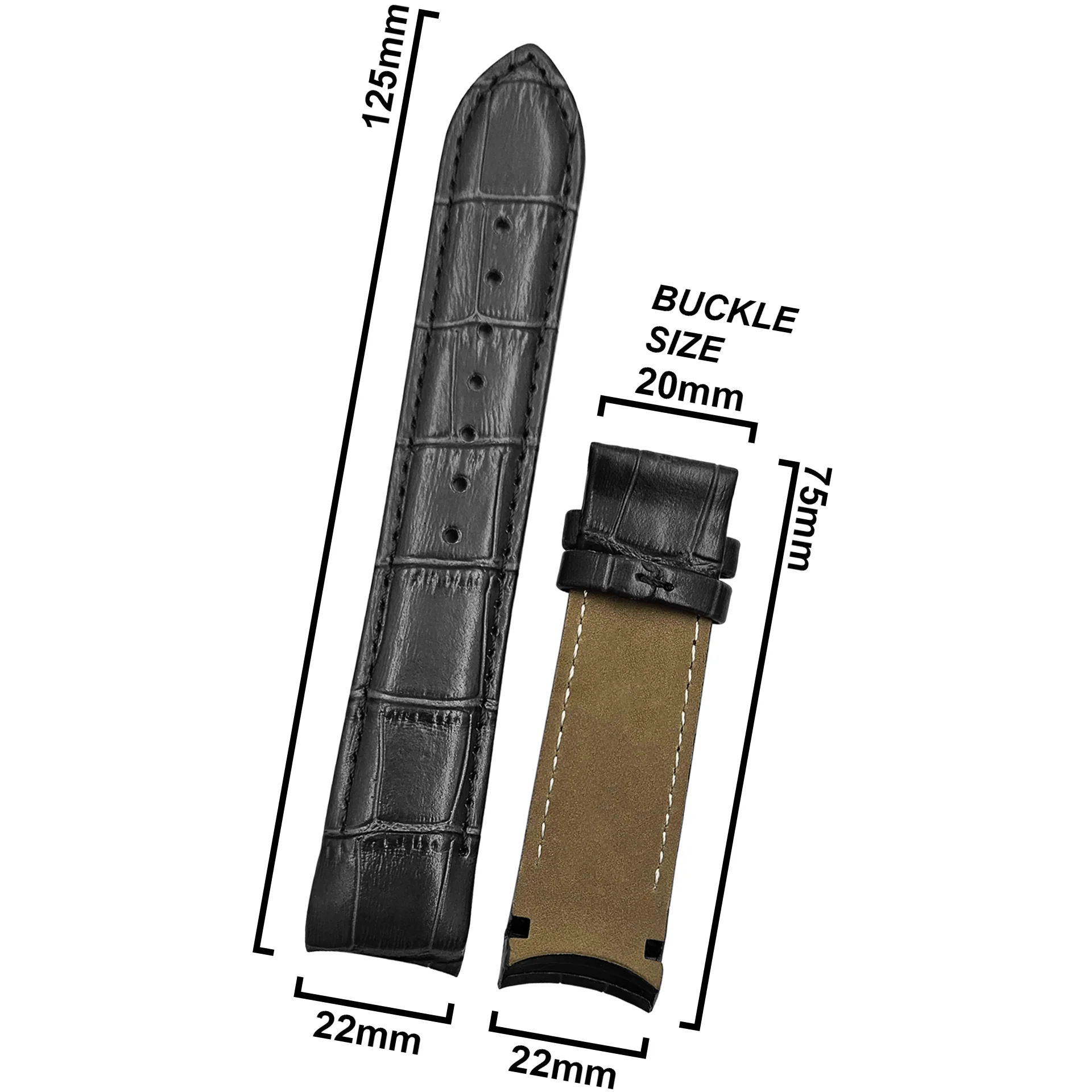 DBLACK [TST2] CROCO DESIGN, LEATHER WATCH STRAP // FOR TISSOT COUTURIER 1853 & OTHER MODELS - Image 13
