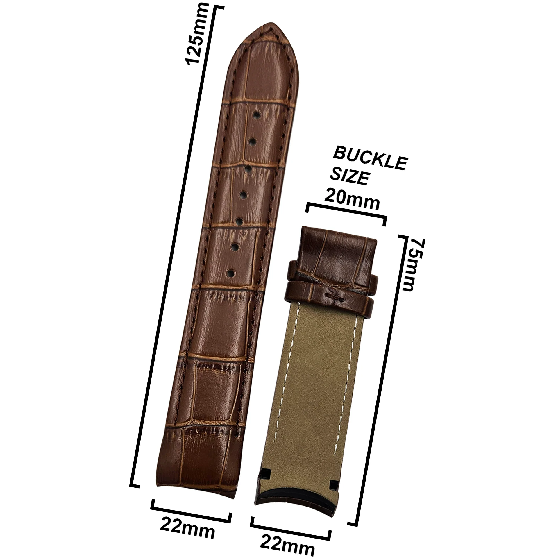 DBLACK [TST2] CROCO DESIGN, LEATHER WATCH STRAP // FOR TISSOT COUTURIER 1853 & OTHER MODELS - Image 18