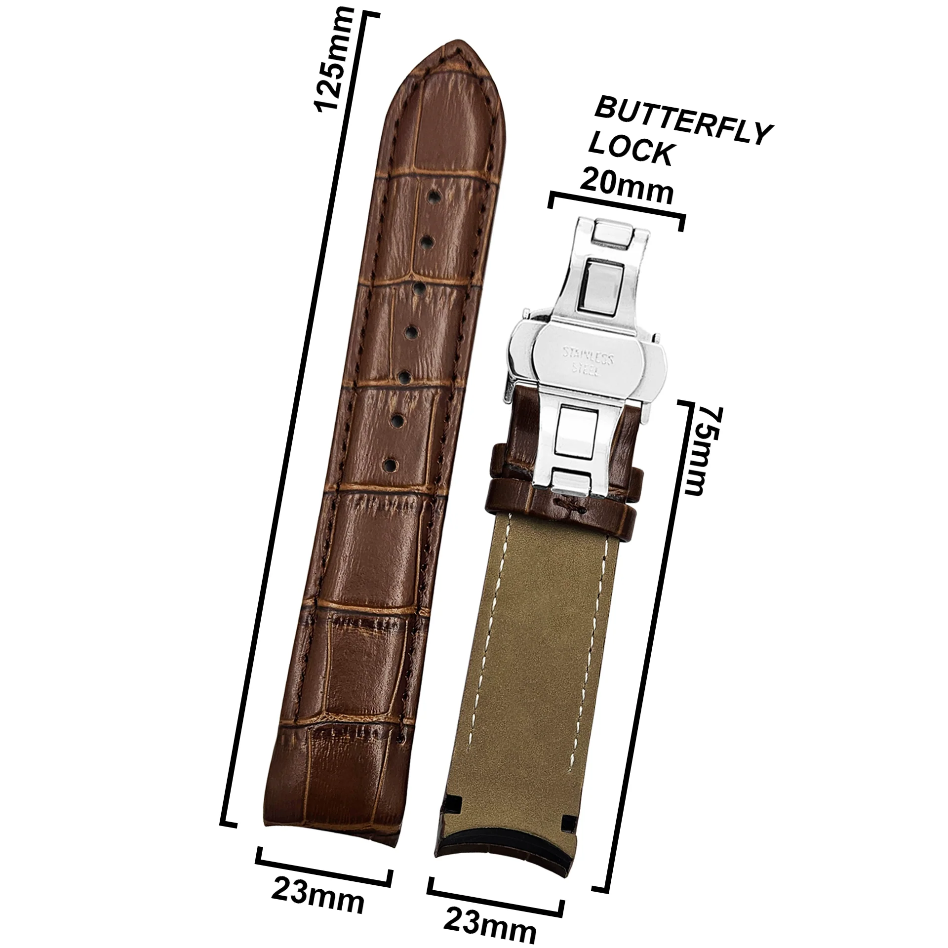 DBLACK [TST2] CROCO DESIGN, LEATHER WATCH STRAP // FOR TISSOT COUTURIER 1853 & OTHER MODELS - Image 23
