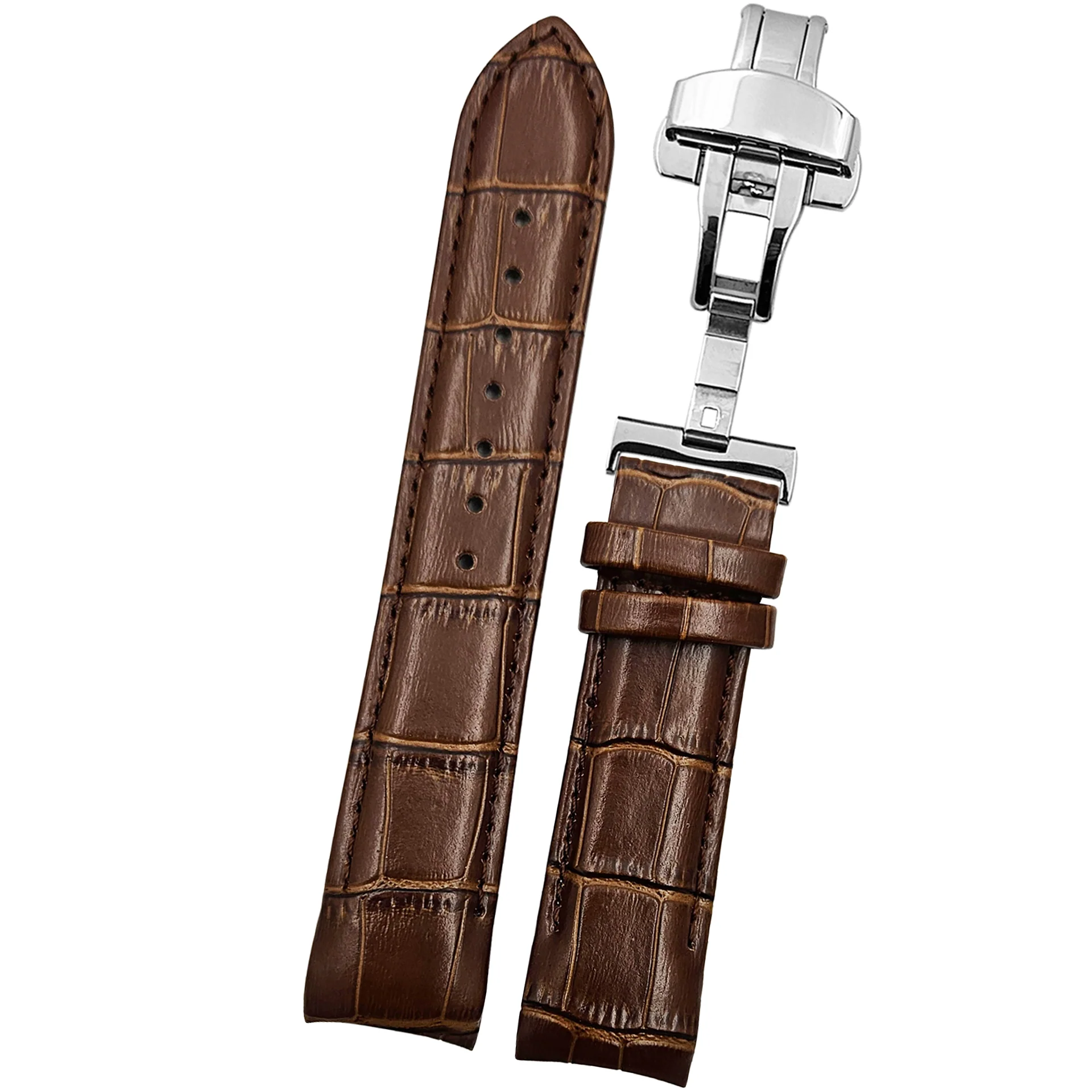 DBLACK [TST2] CROCO DESIGN, LEATHER WATCH STRAP // FOR TISSOT COUTURIER 1853 & OTHER MODELS - Image 3