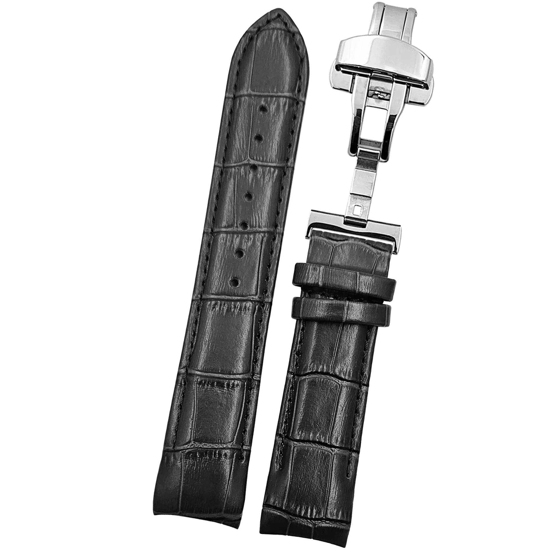 DBLACK [TST2] CROCO DESIGN, LEATHER WATCH STRAP // FOR TISSOT COUTURIER 1853 & OTHER MODELS - Image 4