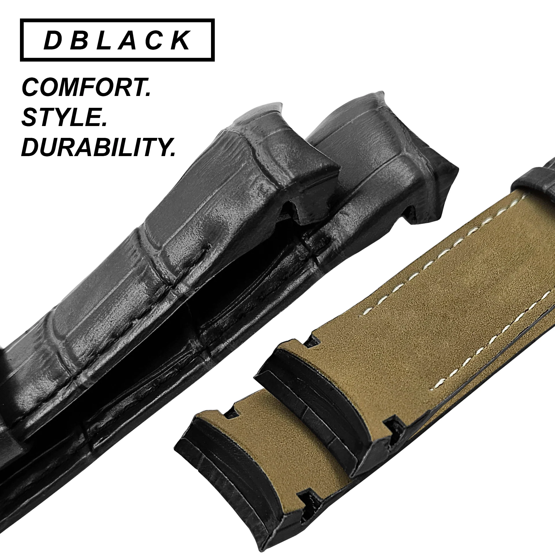 DBLACK [TST2] CROCO DESIGN, LEATHER WATCH STRAP // FOR TISSOT COUTURIER 1853 & OTHER MODELS - Image 5