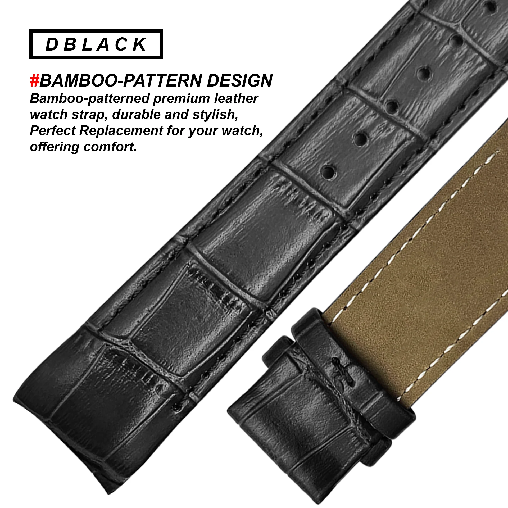 DBLACK [TST2] CROCO DESIGN, LEATHER WATCH STRAP // FOR TISSOT COUTURIER 1853 & OTHER MODELS - Image 6