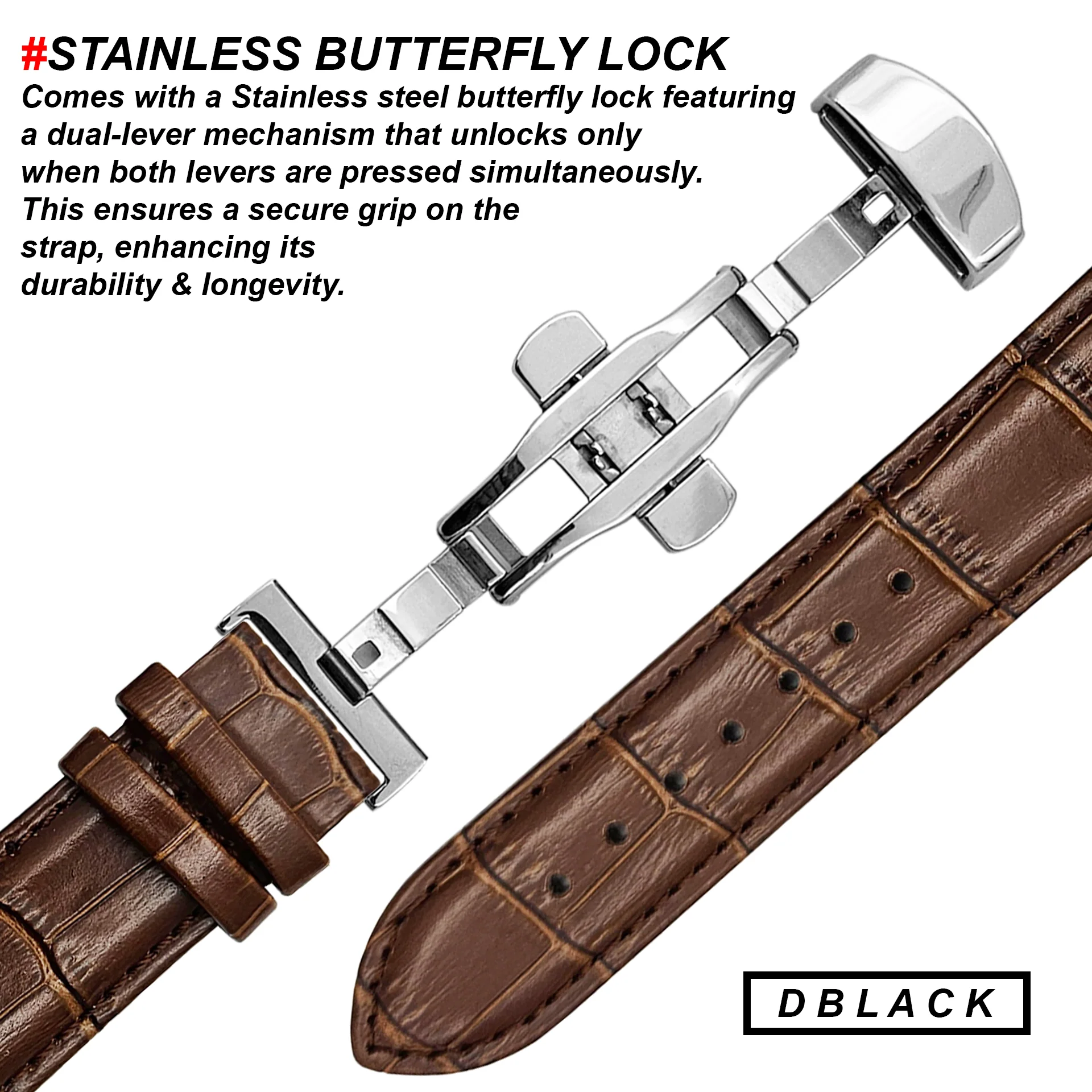 DBLACK [TST2] CROCO DESIGN, LEATHER WATCH STRAP // FOR TISSOT COUTURIER 1853 & OTHER MODELS - Image 7